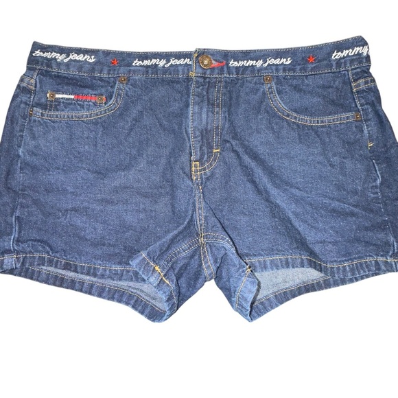 Tommy Hilfiger Vintage Y2K 90’s Preppy Embroidered Logo Denim Shorts - Picture 1 of 15